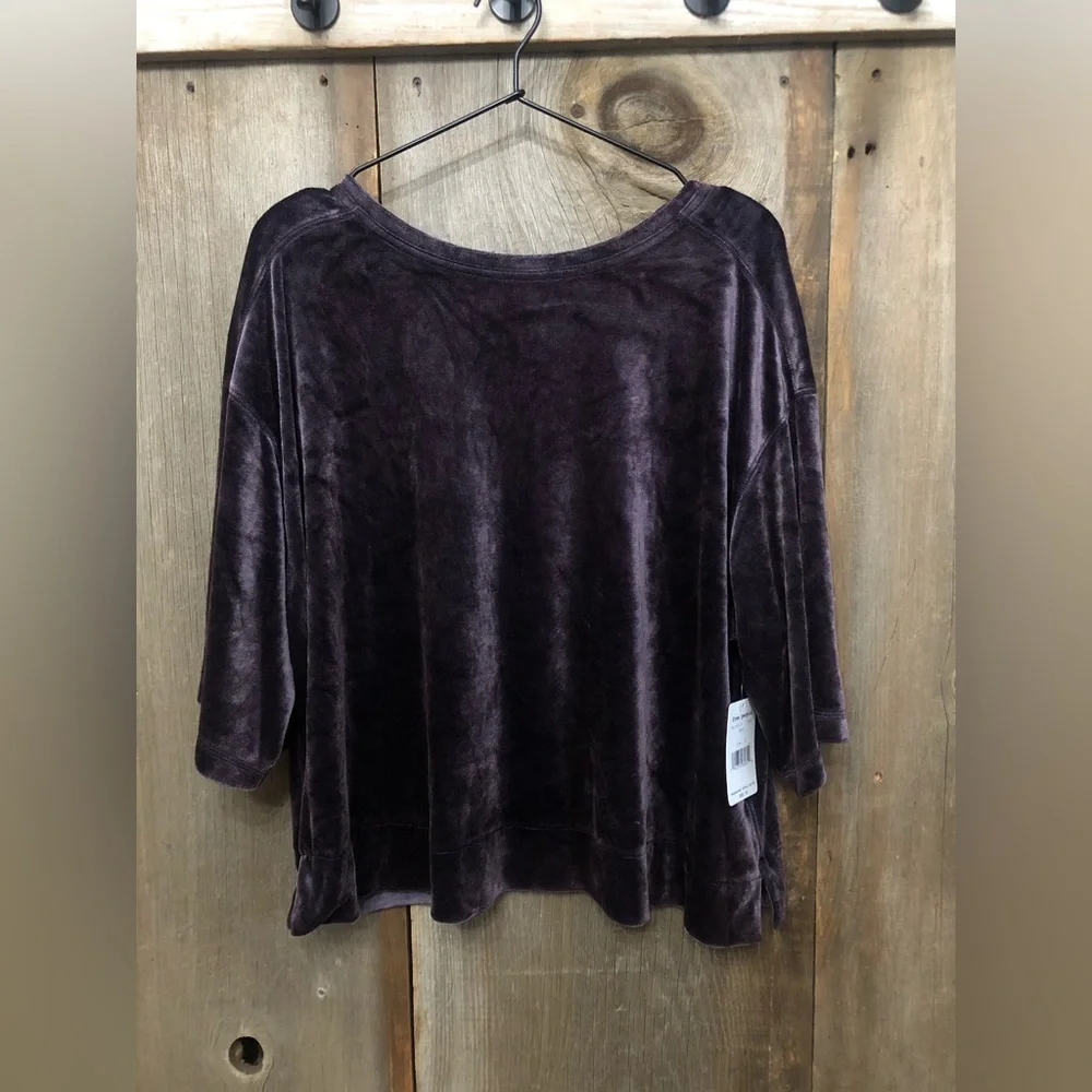 Free People Valerie Open Back Velvet Top Small Oversized Slouchy